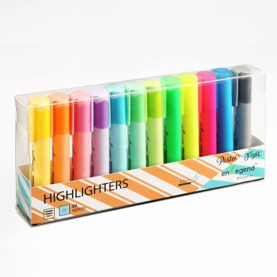 China office & School Markers RTS 12pcs Oval Shape Assorted Color Marker Highlighter Bar Set With Stand Holder for sale