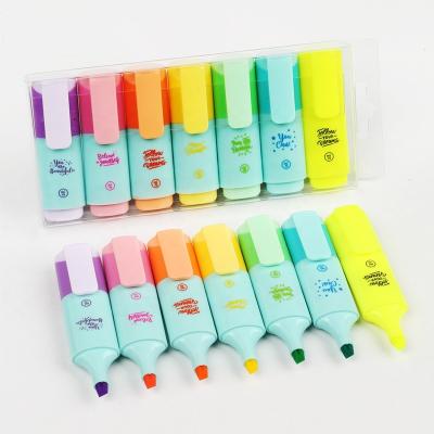 China office & Pastel Color Mini Cute Highlighter Marker School Marker Set with Free Neon Yellow for sale