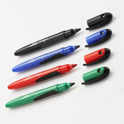 China New design office and school style grip permanent marker pen two-color rubber barrel waterproof permanent ink injection PM1200 for sale