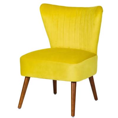 China Modern Fashionable Back Home Dining Chair Yellow Armless Chair Velvet Single Accent Sofa for sale