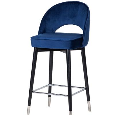 China Factory Modern Silver Velvet Bar Stool Home High Back Counter Modern Bucket Seat for sale