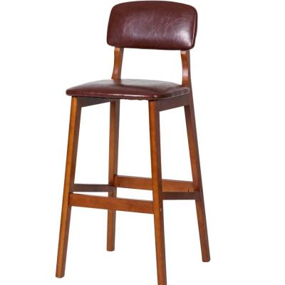 China Scandinavian Luxury Solid Wood Dining Chair Vintage Bar Stool For Home Decoration PU Counter for sale