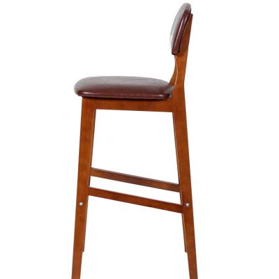 China Scandinavian Luxury Solid Wood Dining Chair Vintage Bar Stool For Home Decoration PU Counter for sale