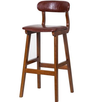 China Modern Luxury Solid Wood Dining Chair Vintage Bar Stool For Home Decoration PU Counter for sale