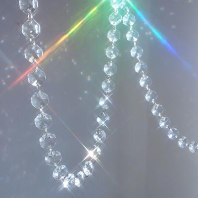 China Party Decoration MH-DS0243 Lamp Chandelier Prism Pendan Clear Chain Octagon Crystal Glass Bead Chain for sale