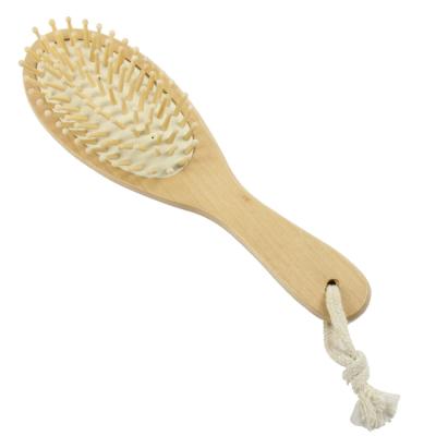 China Salon with private logo and outline natural bamboo and wood massage wooden curly hair brush and comb for sale