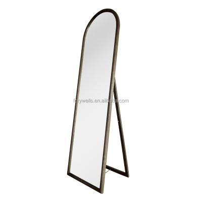 China Wholesale Traditional Decorative Modern Wall Cloakroom Wooden Frame Arch Full Floor Mirror for sale