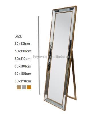 China Contemporary Living Room Furniture Set Venetian Large 3d Floor Standing Beveled Frameless Cheval Mirror for sale