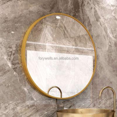 China Vintage Minimalist Decorative Elegant Design Round Aluminum Alloy Frame Wall Mirror For Living Room for sale