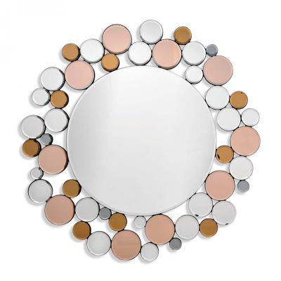 China Latest Contemporary Design Multicolor Colorized Round Decorative Mirror Wall Art for sale