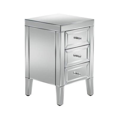 China Foldable Bedroom Furniture Vanity Set Mirrored Bedside Table With Drawers for sale