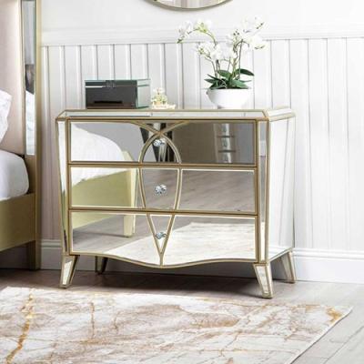 China Foldable Bedroom Mirror Cabinet Side Furniture Mirrored Table With Drawers for sale