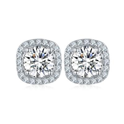 China Wholesale TRENDY RTS Cazy Jewelry Factory Supply In Stock Round Shiny White Moissanite 925 Sterling Silver Eternity Stud Earrings for sale