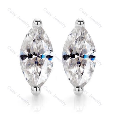 China Fashionable Fancy Moissanite Gemstone VVS1 Wholesale Price Good Quality Sterling Silver White Brilliant Marquise Stud Earrings 925 Supplier for sale