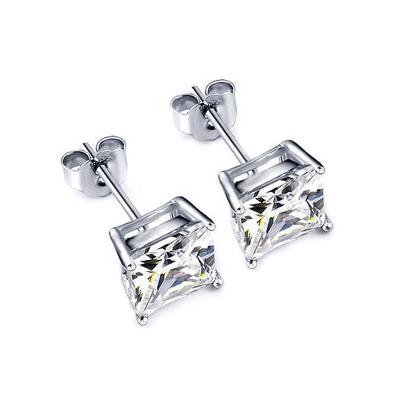 China Wholesale Shiny Available FASHIONABLE Princess Jewelry Stud Earrings Moissanite 925 Sterling Silver VVS1 Wholesale Supplier Customized White Color for sale