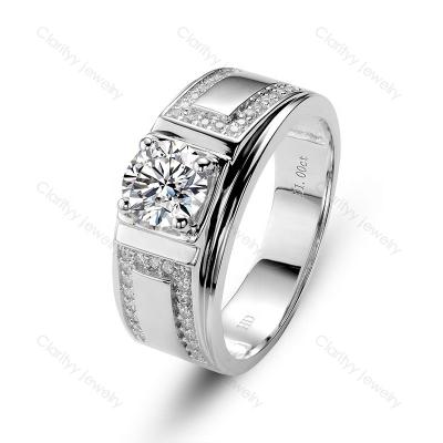 China Real Supplier 925 Sterling Silver Jewelry CLASSIC Fashion Engagement Jewelry Cazy Luxury Rings Round Moissanite Loose Cut Ring 2021men's for sale