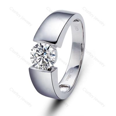 China Real Supplier 925 Sterling Silver Jewelry CLASSIC Fashion Engagement Jewelry Cazy Luxury Rings Round Moissanite Loose Cut Ring 2021men's for sale