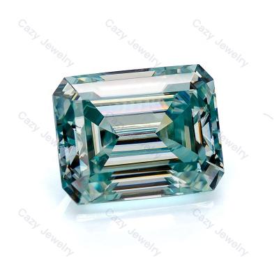 China Color Set or Fire Cazy Jewelry Aqua Blue Step Cut Emerald Gemstone Moissanite Loose Gems for sale