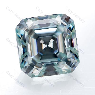 China Fire Cazy Jewelry Step Cut Asscher Aqua Blue Loose Gemstone Synthetic Moissanite Color Game or Stone for sale