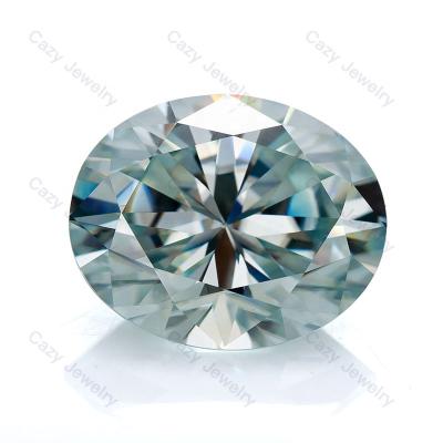 China Color Play Or Fire Jewelry Making Aqua Blue Brilliant Oval Loose Gemstone Moissanite Stone for sale