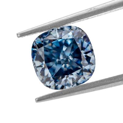 China Beautiful Cuban Loose Jewelry Fashion Stone Custom Moissanite Beads Natural Moissanite Price Per Carat Vivid Blue Cushion Cut 4x4mm for sale