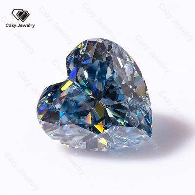 China Fire Cazy Color 1ct Vivid Blue Color Set Or Cushion Shape Crushed Cut Diamond Moissanite Stones Heart Shape Ice Moissanite for sale