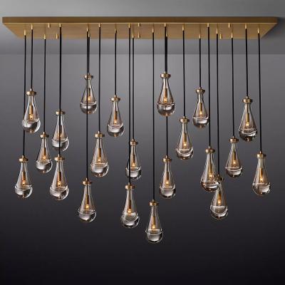 China Modern Luxury Modern K9 Stainless Steel Crystal Round Rain Drop Glass Blown Gold Chain Chandelier for Hotel Lobby for sale