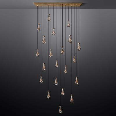 China Factory Wholesale Modern Gold Plated K9 Decoration Led Modern Pendant Light Stairs Round Crystal Chandelier Luxury for sale