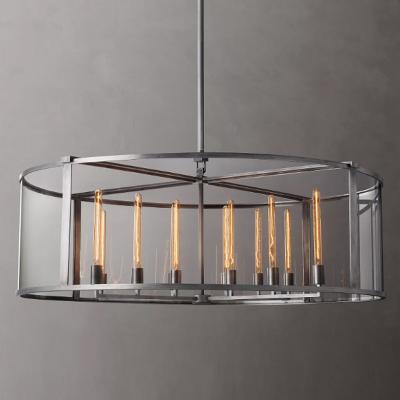 China Hot Sale Modern Luxury Simple Industrial Style Frame Chandelier Light Transparent Glass Strip Led Droplight Pendant Light for sale