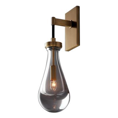 China Light Luxury Single Head Copper / Blackout All Body Indoor Glass Copper Shade Waterproof Wall Lamp for sale