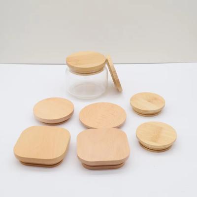 China China Wholesale Design Perfect Borosilicate Bamboo Glass Jar Airtight Sealed Wooden Lid for sale