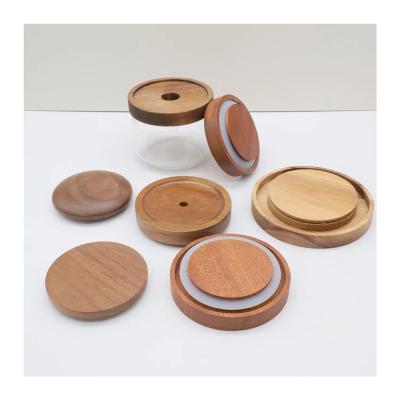 China China Quality Assurance Green Initiative Glass Jar 15mm Eco - Friendly Natural Wooden Lid for sale