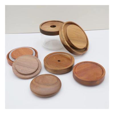 China China Factory Moisture Proof Spice Storage Bamboo Glass Jars With Wooden Lid for sale