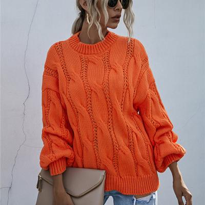 China Breathable Custom Hollow Out Knitwear Ladies Knit Jacquard Women Pullover Sweater for sale