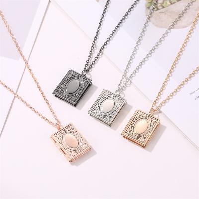 China Fashion Jewelry Book CLASSIC Creative Magic Necklace Picture Frame Muslim Allah Pattern Clavicle Chain for sale