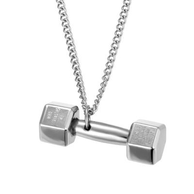 China CLASSIC Wholesale Unisex Dumbbell Pendant Necklace Accessories Stainless Steel Modern Sports Necklace for sale