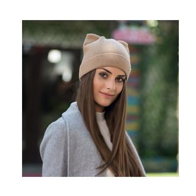 China New Sale Autumn Winter Cute Cat Ear Knitting Hats Women Eco-friendly Warm Outdoor Wool Beanie Hats For Girl Gift for sale