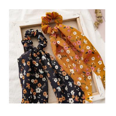 China Fashion 2021 spring long hair ribbon scrunchies new color fashion hair accessories elastic flower hair scarf tie for sale