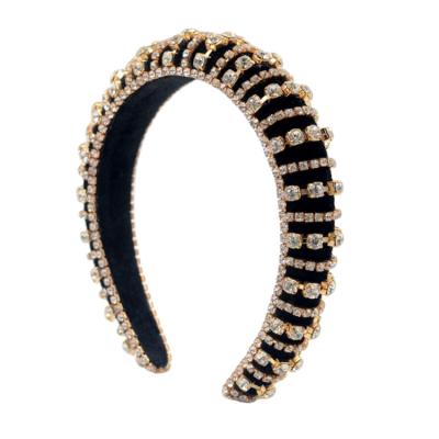 China Hot Sale Fashion INS Crystal Sponge Headband Crystal Sponge Wide-Rimmed Rhinestone Headband for sale