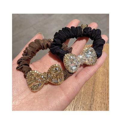 China Wholesale Luxury Fashion Rhinestone Hair Ties Bowknot Scrunchie Women Fashion Accessories Elastic Headband for sale