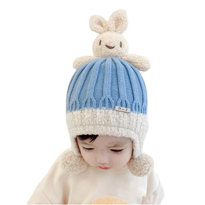 China Korean Style Winter Eco-friendly Fall Hat Rabbit Ear Muff Beanie Warm Knitting Soft Hat For Baby Kids Accessories for sale