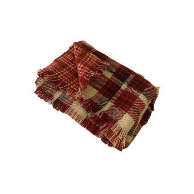 China Hot Sale Eco-Friendly Women Plaid Scarf Double Sided Vintage Knitted Autumn Winter Warm Long Scarves Christmas Gift for sale