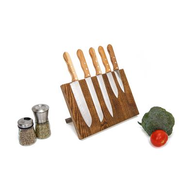 China KINDOME Disposable Home Kitchen Ash Wood Magnetic Knives Block Holder With Expanded Magnets for sale