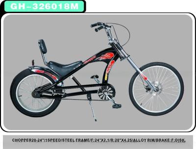 China Chopper Bike Black Low Rider Fashion Bike met F Disc Brake R V-Bremstechnologie Te koop