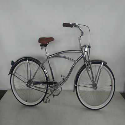 China 26*2.125 Tire Vintage Style Adult 26 inch Single Speed Retro Chrome Beach Cruiser Bike Bicycle for sale