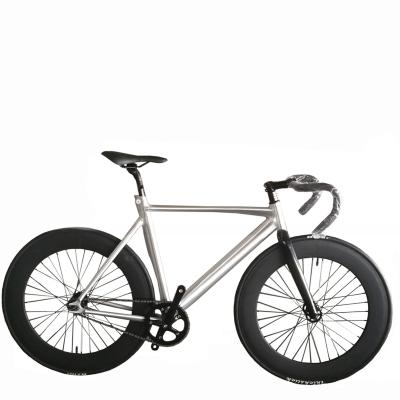 China 700C CE OEM 7005 Aluminum Alloy Fixed Gear Single Speed Adult 80MM Rim Carbon Fork Track Bike for sale