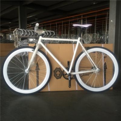 China Material de garfo aço personalizar velocidade única cor branca Bici Fixie Bike para adulto à venda