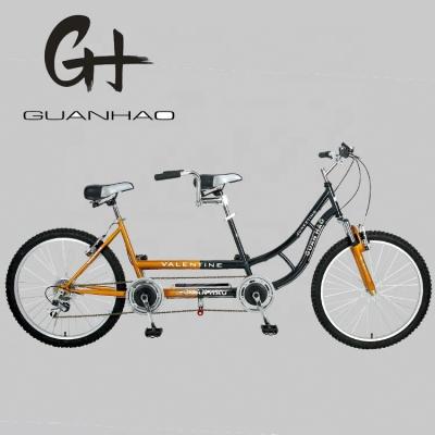 China 24inch Shimano 7 speeds OEM CE Steel tandem two people Bicycle with Fork Suspension for sale