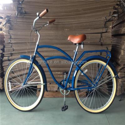 Chine 26 pouces Homme Beach Cruiser vélo avec porte-arrière et unique vitesse en acier à châssis dur à vendre