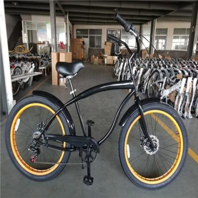 Chine 26 pouces 3.0 pneus de graisse pneus hommes vélo de plage croisière avec Shimano 7 vitesses et frein à disque à vendre